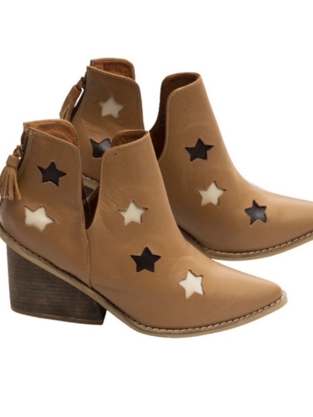 Silvia Cobos Leather Shoot For The Moon Booties in Honey-New